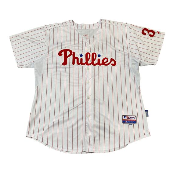 Authentic Majestic Coolbase Philadelphia Phillies #33 Pinstripe Jersey Cliff LEE - Picture 1 of 11